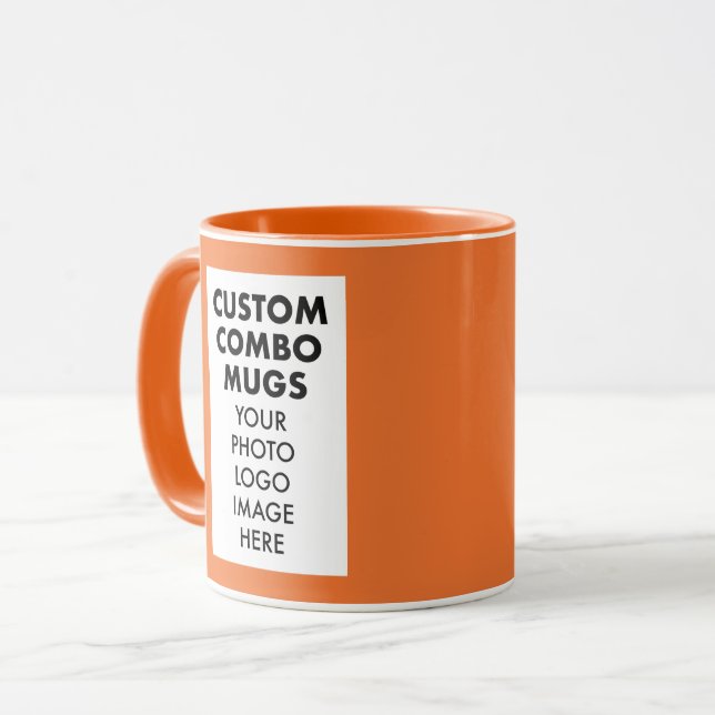 Orange 4:6 Portrait Frame 2 x Photo Custom Combo Tasse (Vorderseite Links)