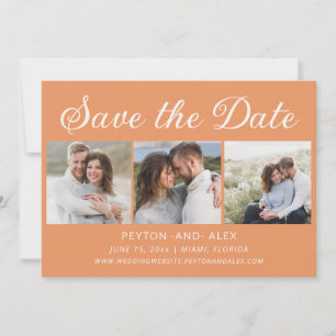 Orange 4-Foto 2-seitige Hochzeit Vormerkung Save The Date