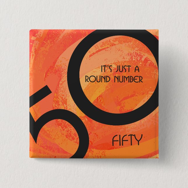 Orange 50 Decade Geburtstag Button (Vorderseite)