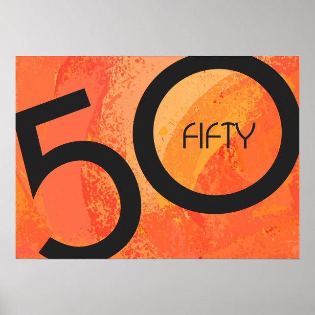 Orange 50 Decade Geburtstag Poster (Vorne)