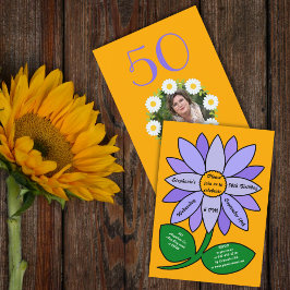 Orange 50. Geburtstag Einfache Lila Sonnenblume Einladung