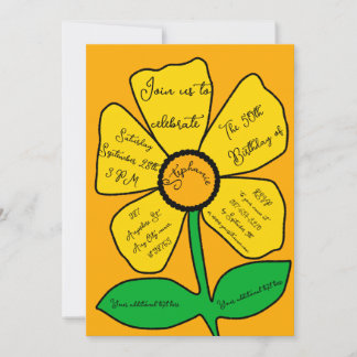 Orange 50. Geburtstag Gold Doodle-Blume  Einladung