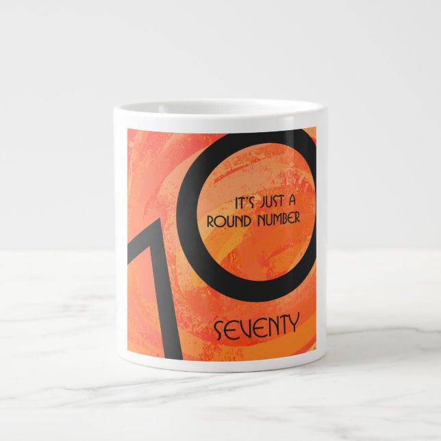 Orange 70 Decade Geburtstag Jumbo-Tasse (Vorderseite)