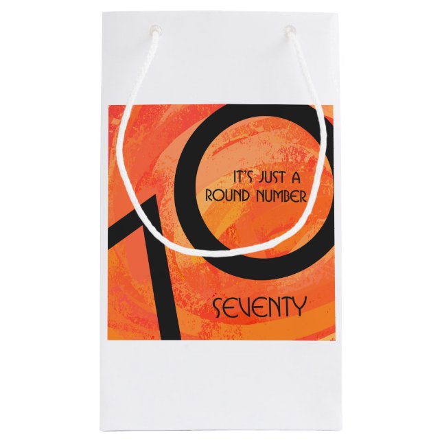 Orange 70 Decade Geburtstag Kleine Geschenktüte (Rückseite)