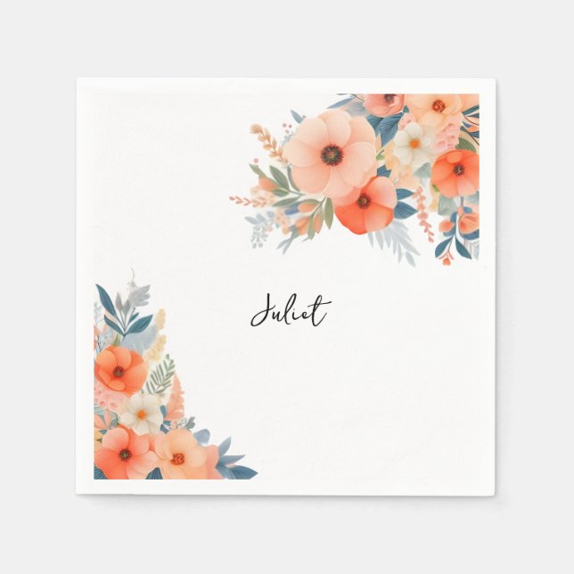 Orange 70er 80er 90s Rosa farbiges Brautparty Serviette (Vorderseite)