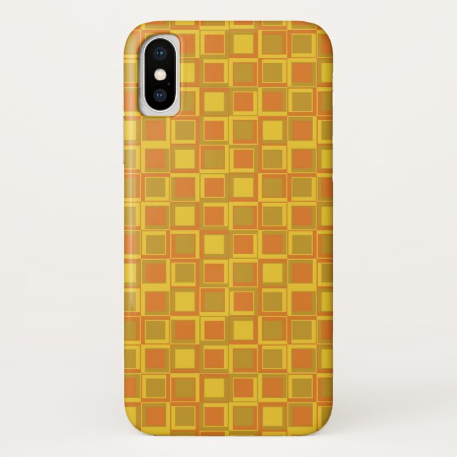 Orange 70er Jahre Styling Quadrate Case-Mate iPhone Hülle (Rückseite)