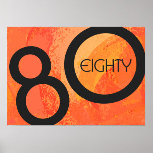 Orange 80 Decade Geburtstag Poster