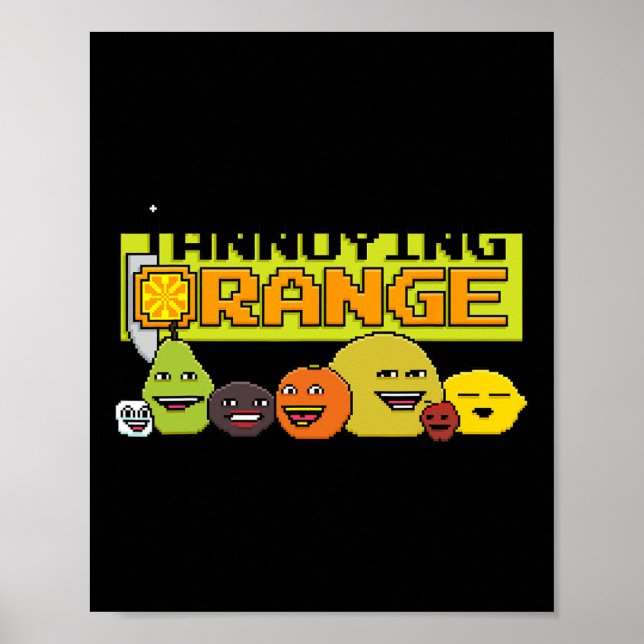 Orange 8-Bit Video Game Style Poster (Vorne)