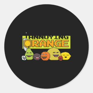 Orange 8-Bit Video Game Style Runder Aufkleber
