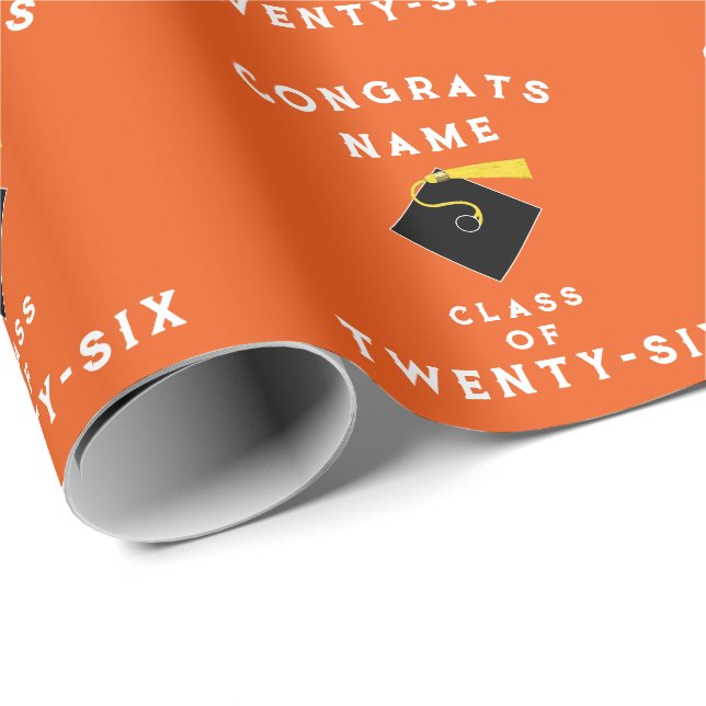 Orange Abschluss 2025 Geschenk Geschenkpapier (Rolleneckpunkt)