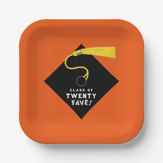 Orange Abschluss 2025 Party Pappteller (Vorderseite)