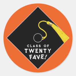Orange Abschluss Class 2025 Runder Aufkleber