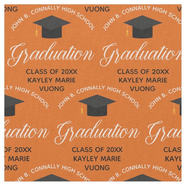 Orange Abschluss Custom Class of 2025 Graduate Stoff (Nahaufnahme)