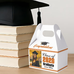 Orange Abschlussklasse 2026 Foto-Abschlussfeier Geschenkschachtel