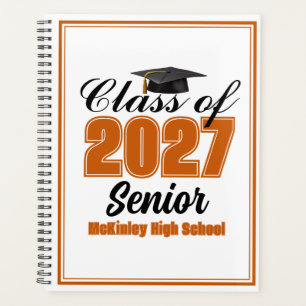 Orange Abschlussklasse 2027 Senior Custom High Sch Planer