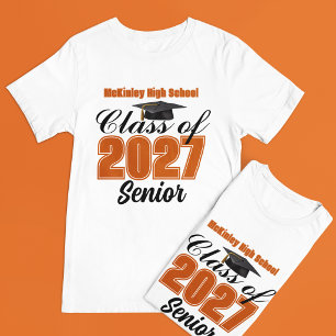 Orange Abschlussklasse 2027 Senior Custom High Sch T-Shirt