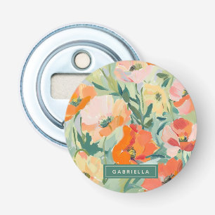 Orange Abstract Poppy Floral Personalized Flaschenöffner