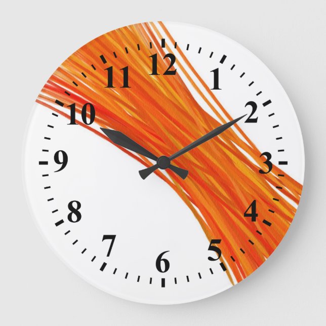 Orange Abstrakt Art Malerei Große Wanduhr (Vorderseite)