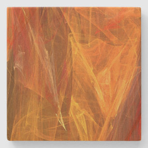 Orange Abstrakt Fraktal Square Untersetzer