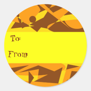 ORANGE ABSTRAKT GIFT TAG STICKER