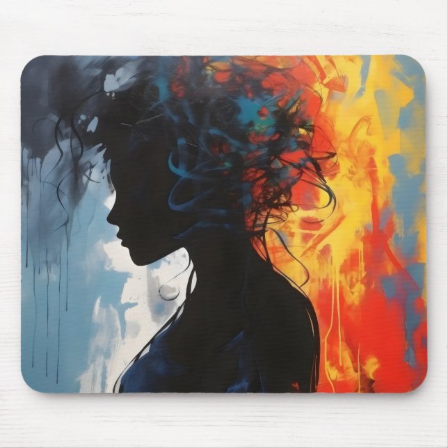 Orange Abstrakt Woman Mousepad (Vorne)