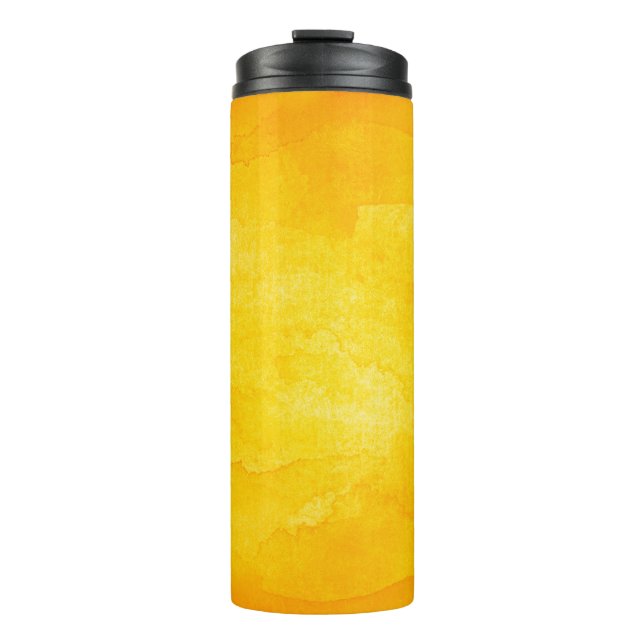 Orange abstrakte Aquarelltextur Hintergrund Thermosbecher (Vorderseite)