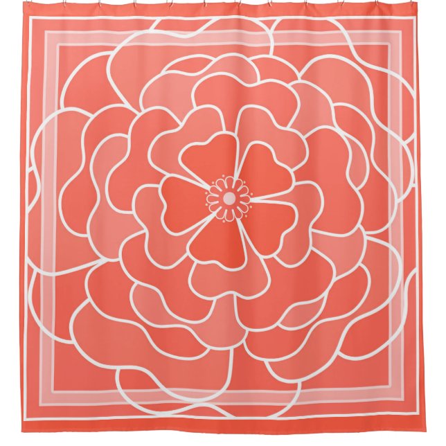 Orange abstrakte Blume Duschvorhang (Vorderseite)