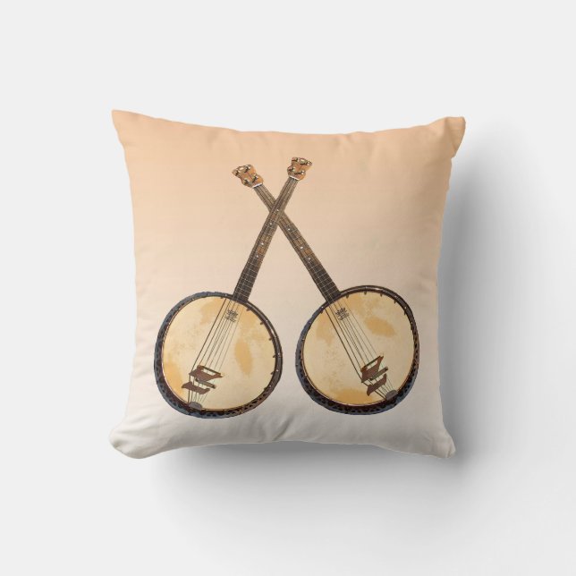 Orange abstraktes Banjo-Musik-Instrument-Kissen Kissen (Vorderseite)