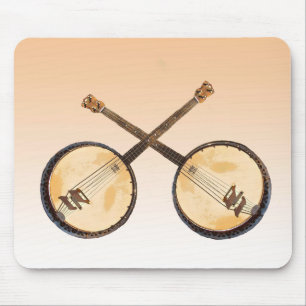 Orange abstraktes Banjo-Musik-Instrument Mousepad
