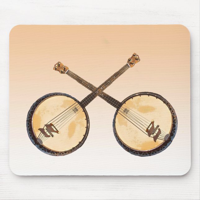 Orange abstraktes Banjo-Musik-Instrument Mousepad (Vorne)