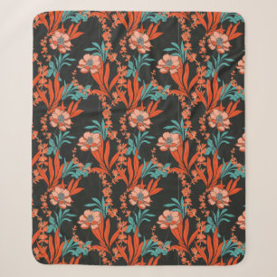 Orange abstraktes Blumenmuster Sherpadecke