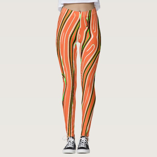 Orange abstraktes Muster "Ratti_Creative_Arts" Leggings (Vorderseite)