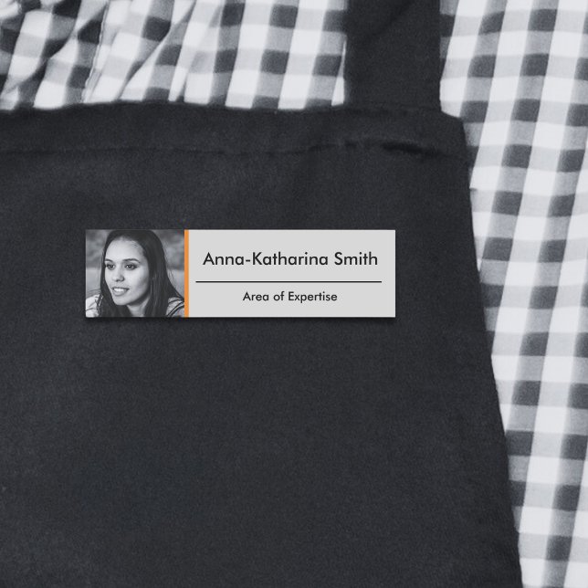 Orange Accents Profile Image Expertise Schwarz Gra Namensschild (Orange Accents Profile Image Expertise Black Gray Name Tag)