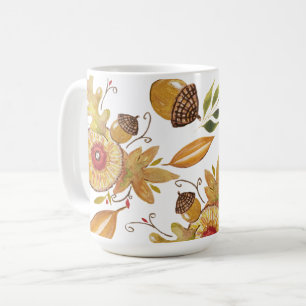 Orange Acorn Fall Stimmung Aquarellbilder Kaffeetasse