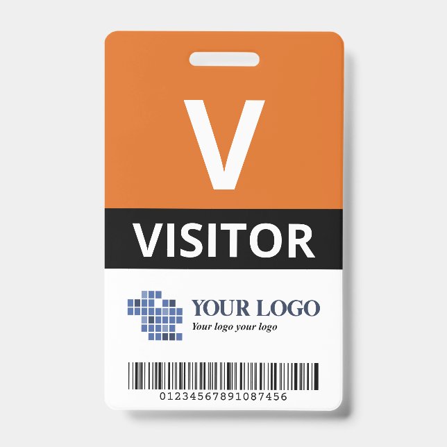 Orange Add Your Logo & Bar Code Visitor Ausweis (Vorderseite)