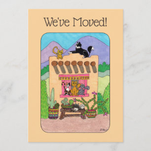 Orange Adobehaus u. -katzen, die Mitteilung Ankündigung