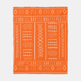 Orange African Mudcloth Print Fleecedecke