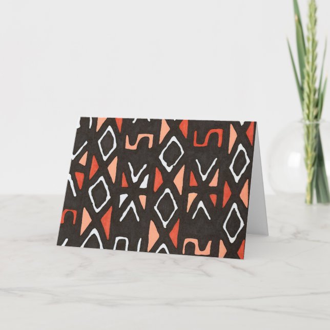 Orange African Mudcloth Tribal Print Karte (Vorderseite)