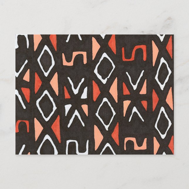 Orange African Mudcloth Tribal Print Postkarte (Vorderseite)