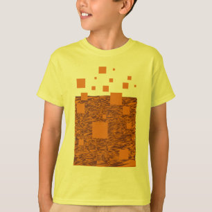 Orange Alert Squares Muster Brown Float Mesh T-Shirt