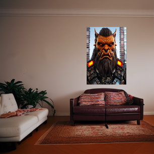 Orange Alien in der Stadt   AI Art Poster