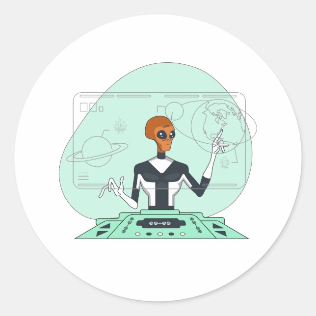 orange Alien Runder Aufkleber (Vorderseite)