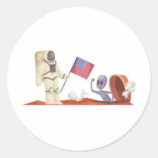 ORANGE ALIEN RUNDER AUFKLEBER