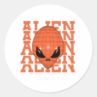 ORANGE ALIEN RUNDER AUFKLEBER