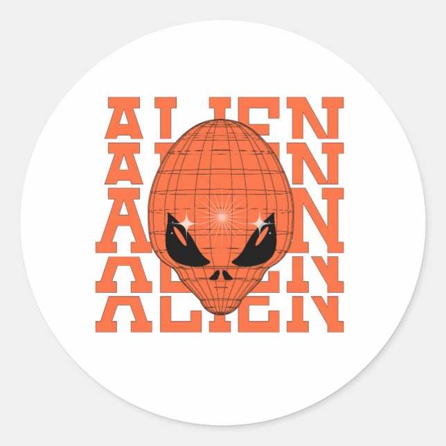 ORANGE ALIEN RUNDER AUFKLEBER (Vorderseite)