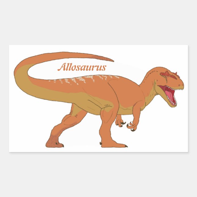 Orange Allosaurus Rechts Rechteckiger Aufkleber (Vorderseite)