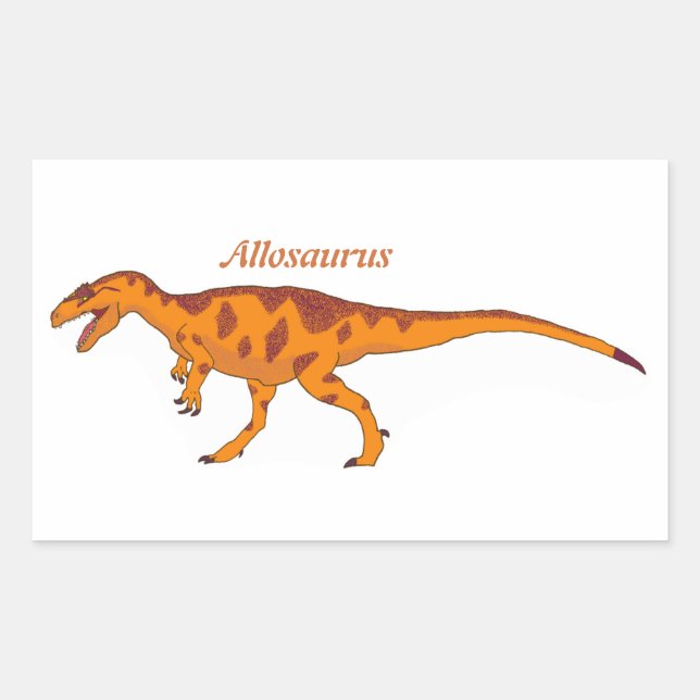 Orange Allosaurus Verlassen Rechteckiger Aufkleber (Vorderseite)
