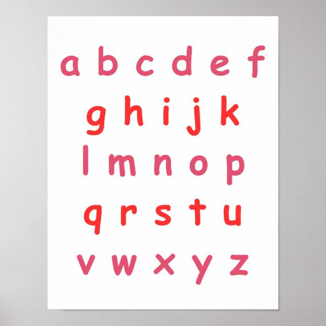 Orange Alphabet Lowercase Briefe Lehrerin Kinderzi Poster (Vorne)