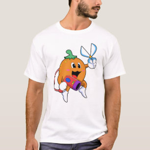 Orange als Friseur mit Schere & Haartrockner T-Shirt