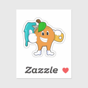 Orange als Maler mit Pinsel Aufkleber